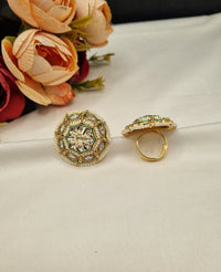 Traditional Floral Circular Adjustable Statement Ring