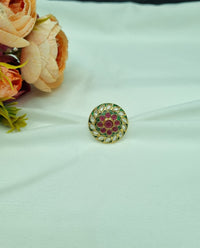 Gold-Plated Leaf-Motif Swirl Adjustable Ring