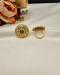 Traditional Embossed Floral Motif Adjustable Ring