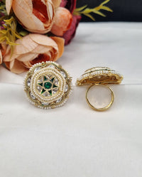 Star Motif Enamelwork & Pearl-Bead Statement Ring