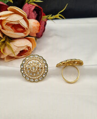 Ornate Multi-Tier Concentric Ring with Pearl Detail