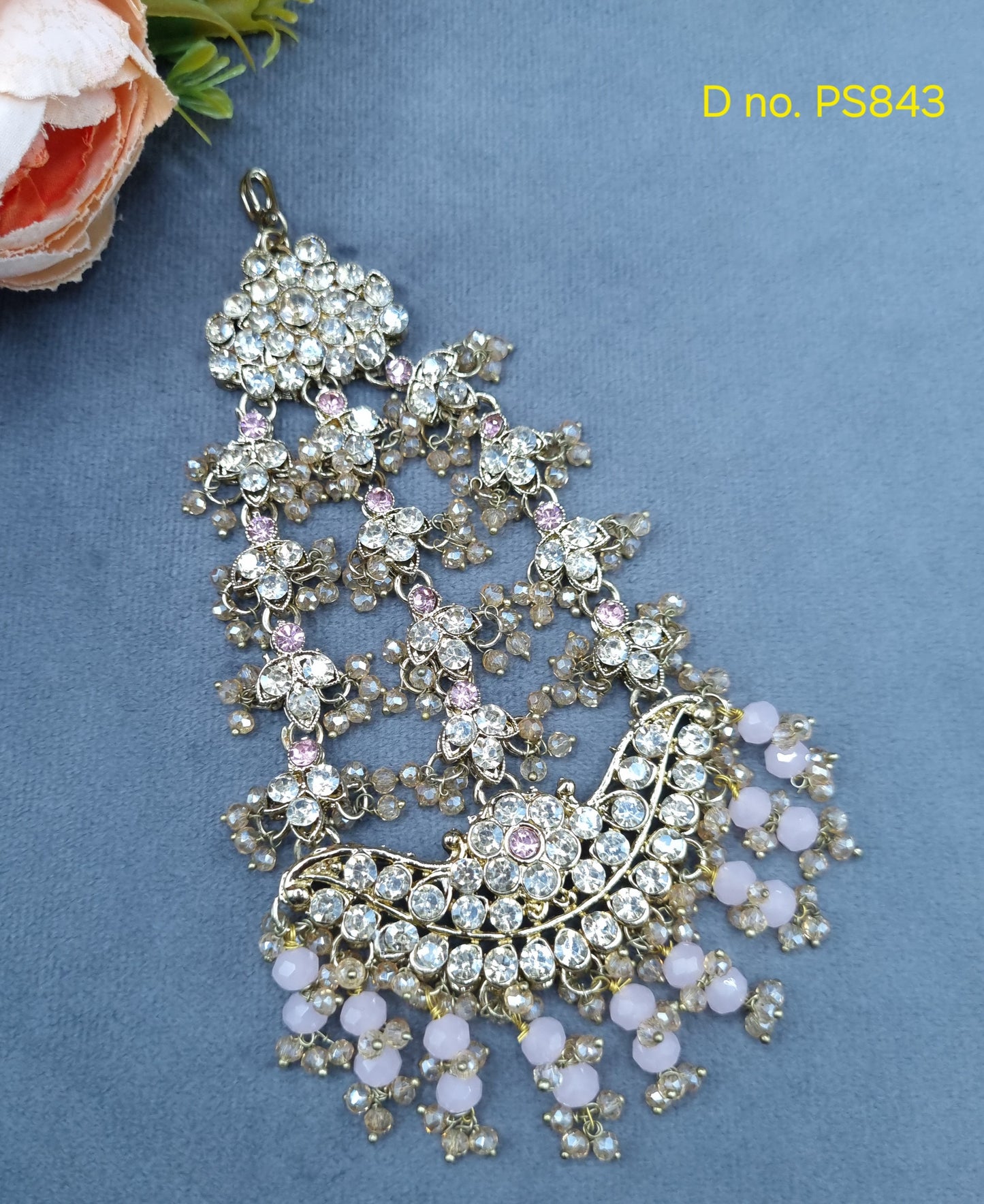 Handcrafted Rhinestone Multi-Tier Jhumar / Bridal Side Hair Accessory