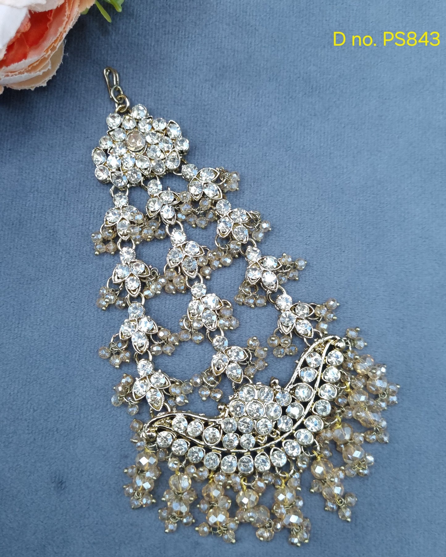 Handcrafted Rhinestone Multi-Tier Jhumar / Bridal Side Hair Accessory