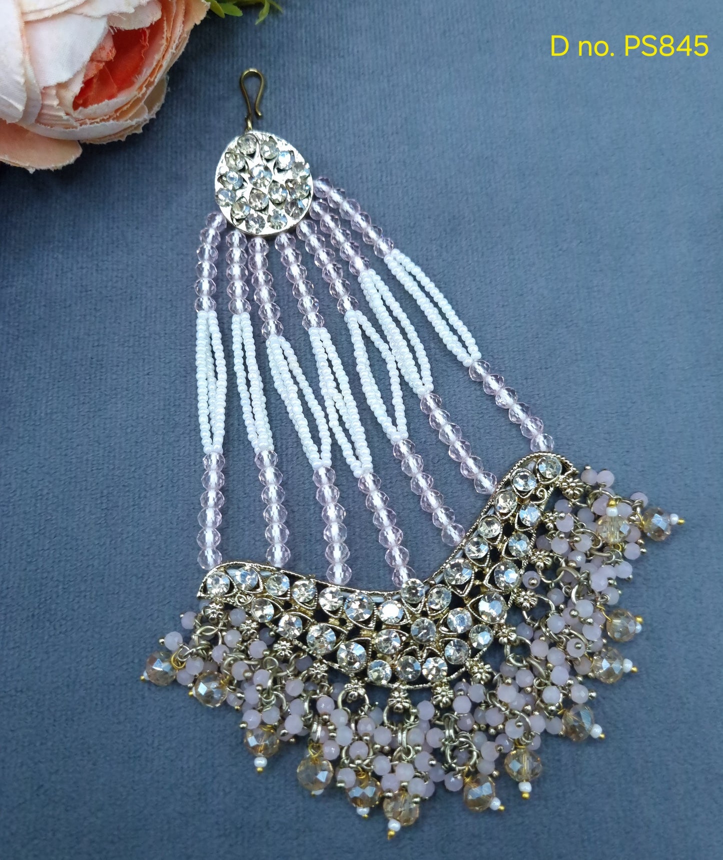 Chand Motif Crystal Jhoomar / Traditional Bridal Hair Tikka