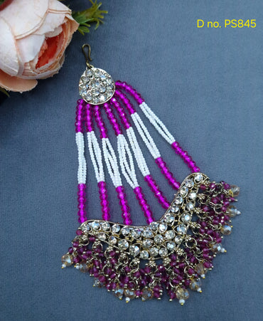 Chand Motif Crystal Jhoomar / Traditional Bridal Hair Tikka