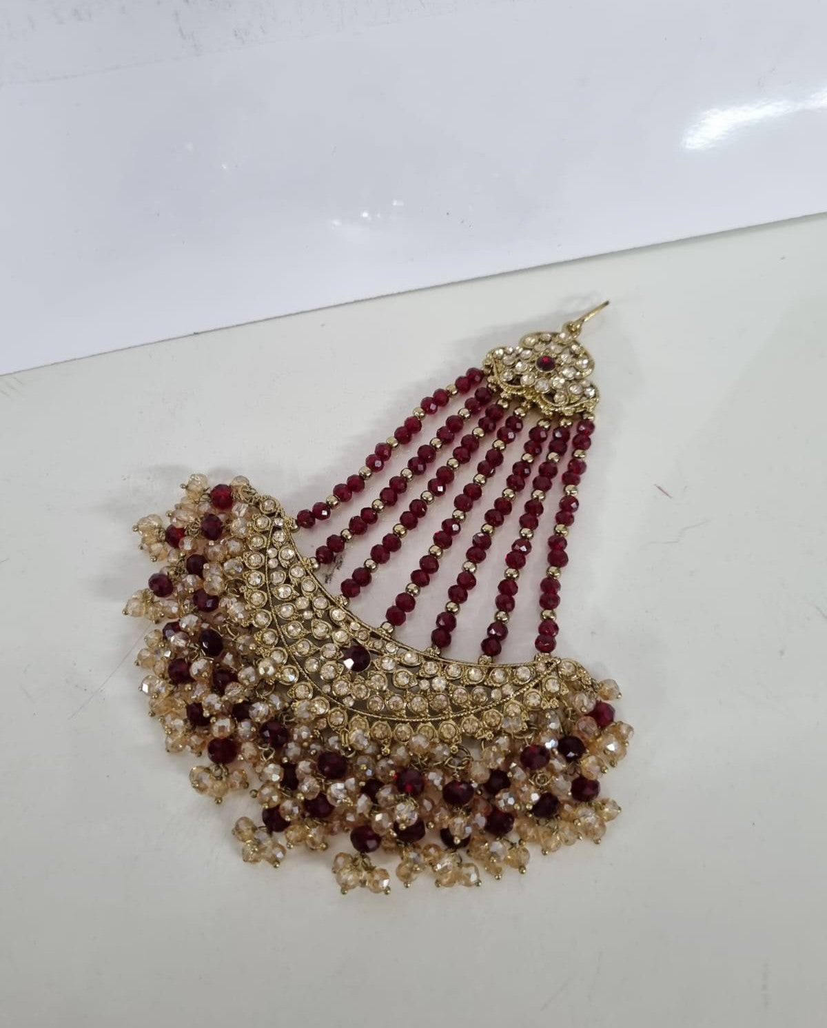 Traditional Maroon Beads Bridal Passa