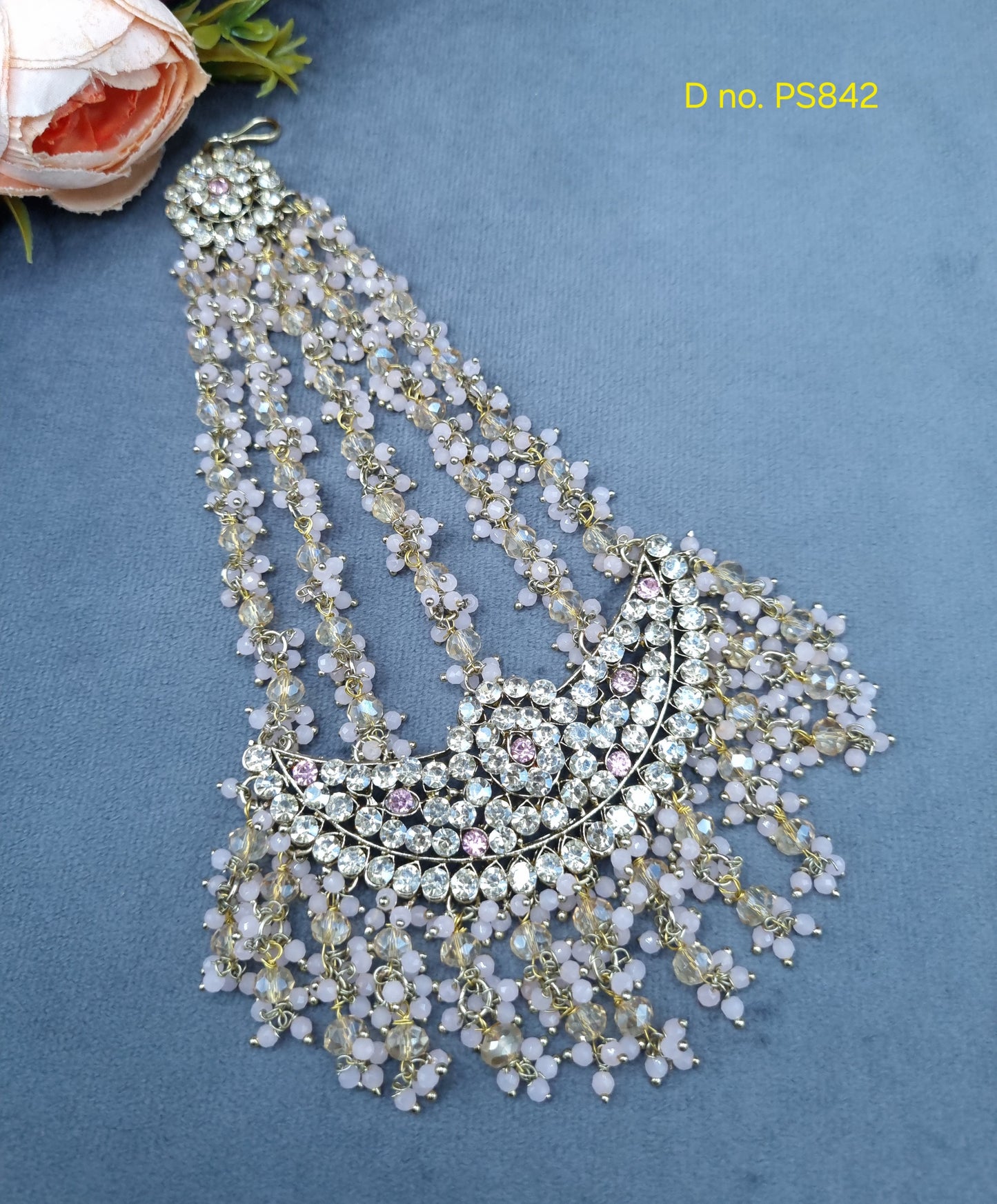 Chand Motif Crystal Hair Accessory / Bridal Jhoomar