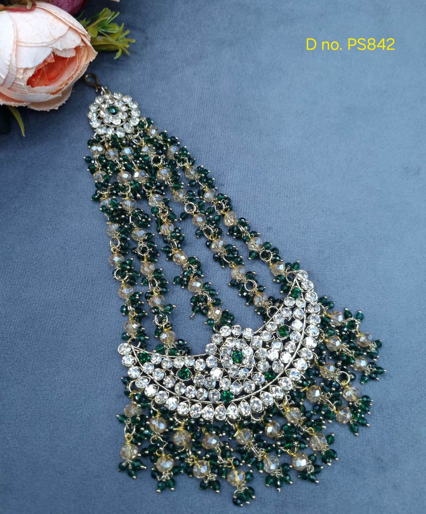 Chand Motif Crystal Hair Accessory / Bridal Jhoomar