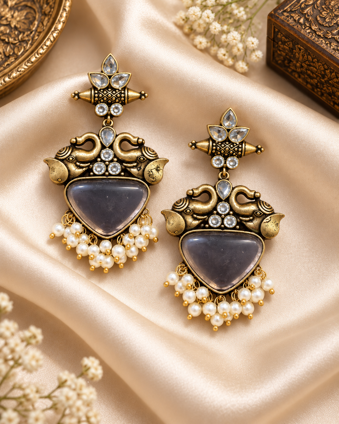Handcrafted Elephant Motif Drop Earrings