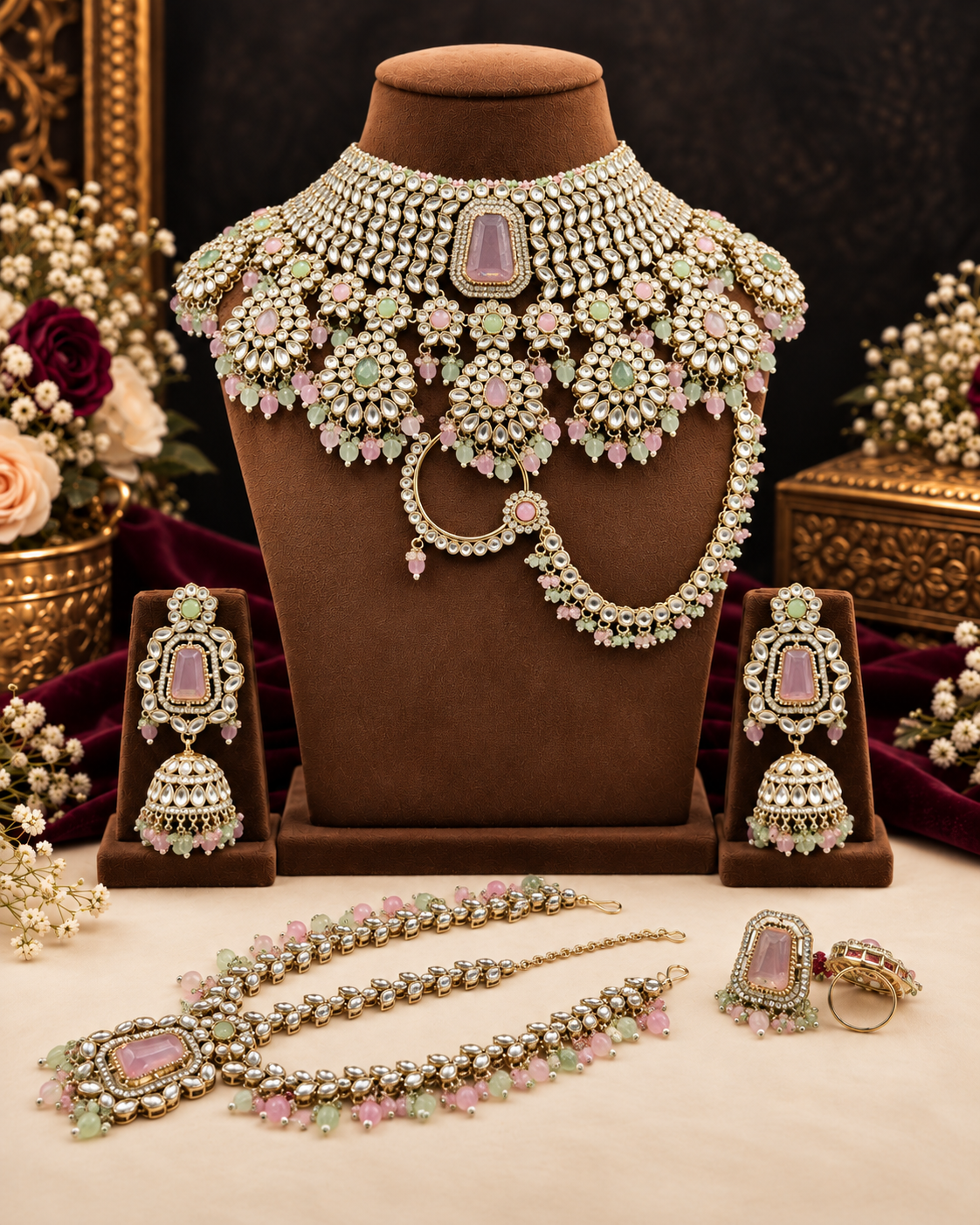 Antique Gold Finish Grand Bridal Jewellery Set
