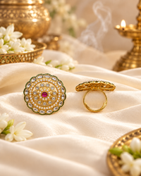 Ornate Multi-Tier Concentric Ring with Pearl Detail