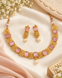 Traditional Choker Copper Necklace Set With Earrings for Woman