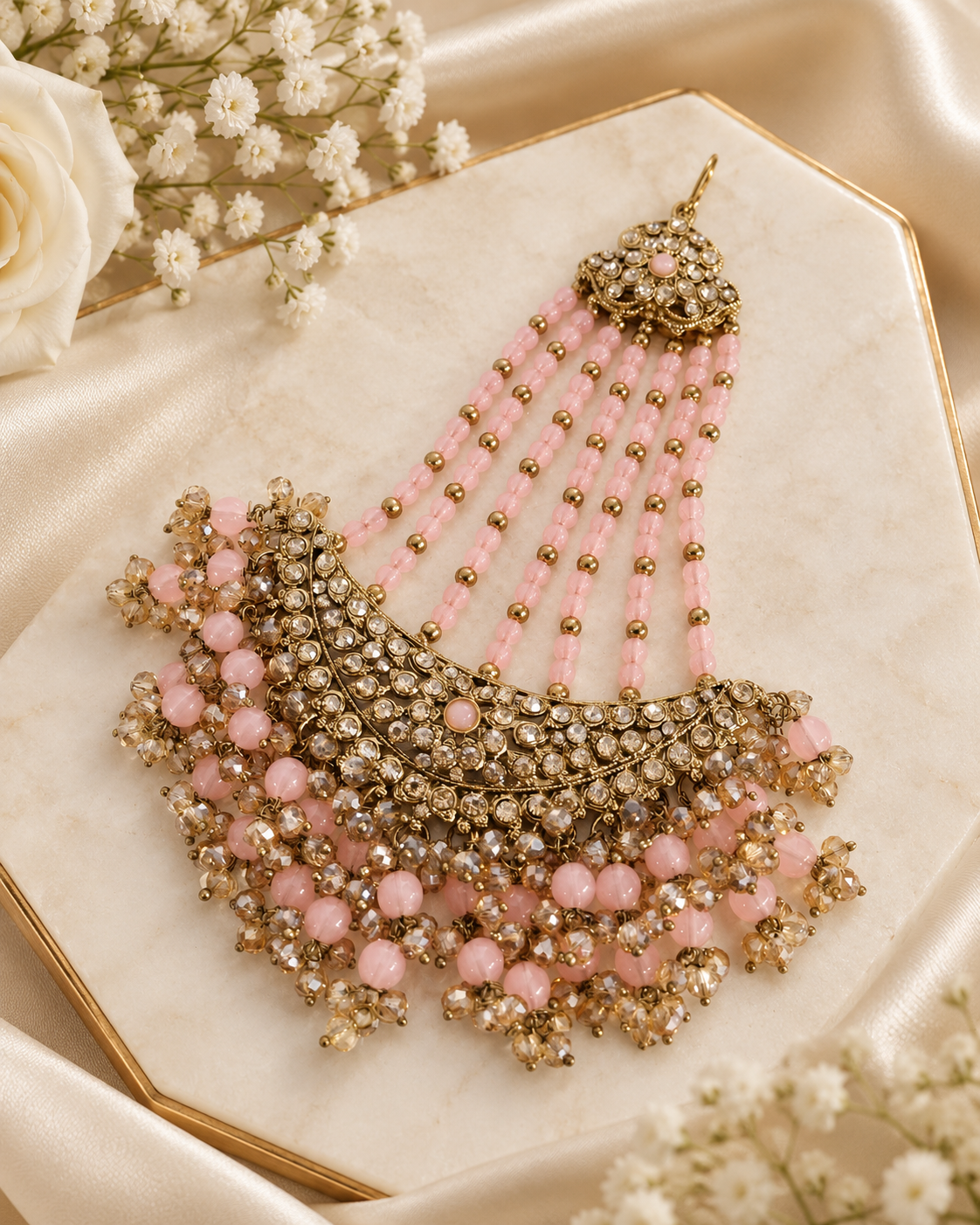 Traditional Maroon Beads Bridal Passa