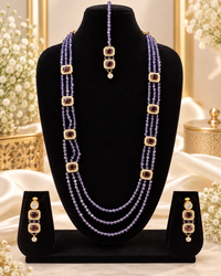 Handcrafted Multi-Strand Crystal Rani Haar & Earring Set
