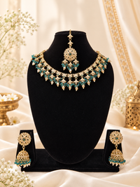 Traditional Floral Choker Necklace set With Earrings & Maang Tikka
