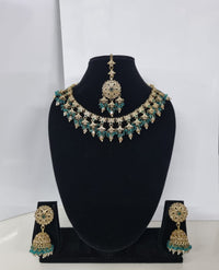 Traditional Floral Choker Necklace set With Earrings & Maang Tikka