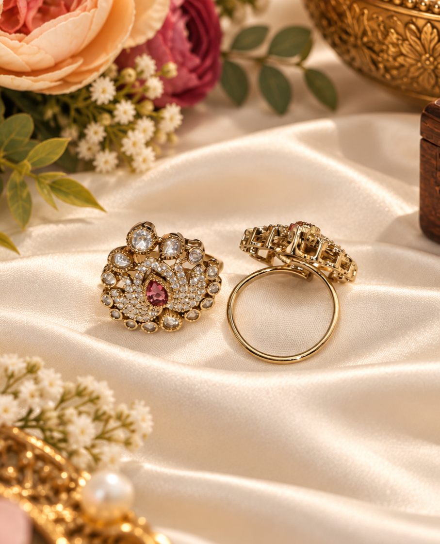 Majestic Tiara Kundan Ring