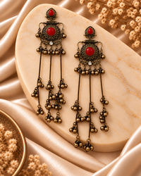 Long Chain with Ghungroo Earrings