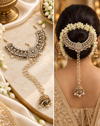Royal Kundan Choti Patti with Hanging Pearl Jhumka