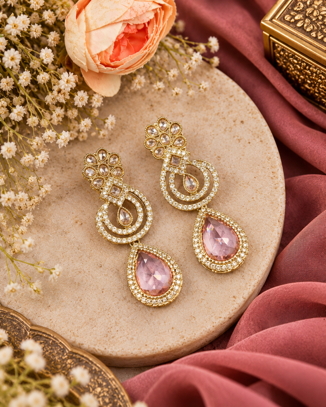 Teardrop Crystal Art Deco Statement Earrings