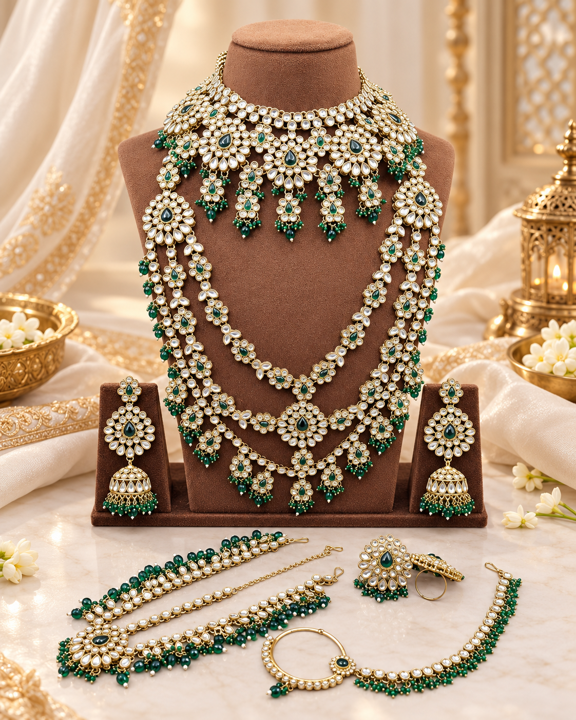 Royal Bridal Jewelry Set – Multi-Layered Haar & Choker Set