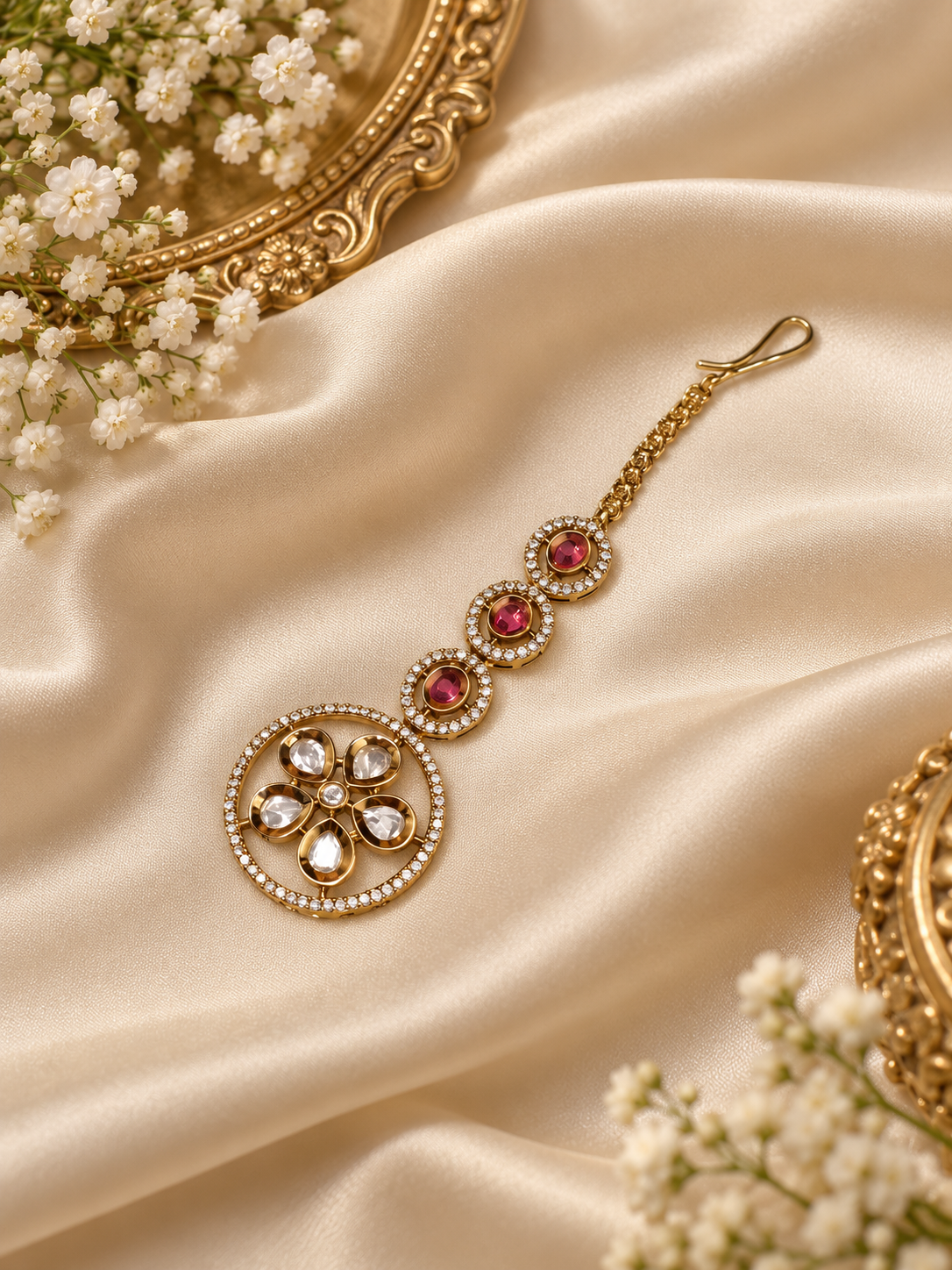 TRADITIONAL KUNDAN & BEAD BRIDAL MAANG TIKKA