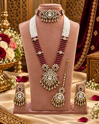 Kundan Bridal Jewelry Set with Choker, Rani Haar, Earrings & Maang Tikka