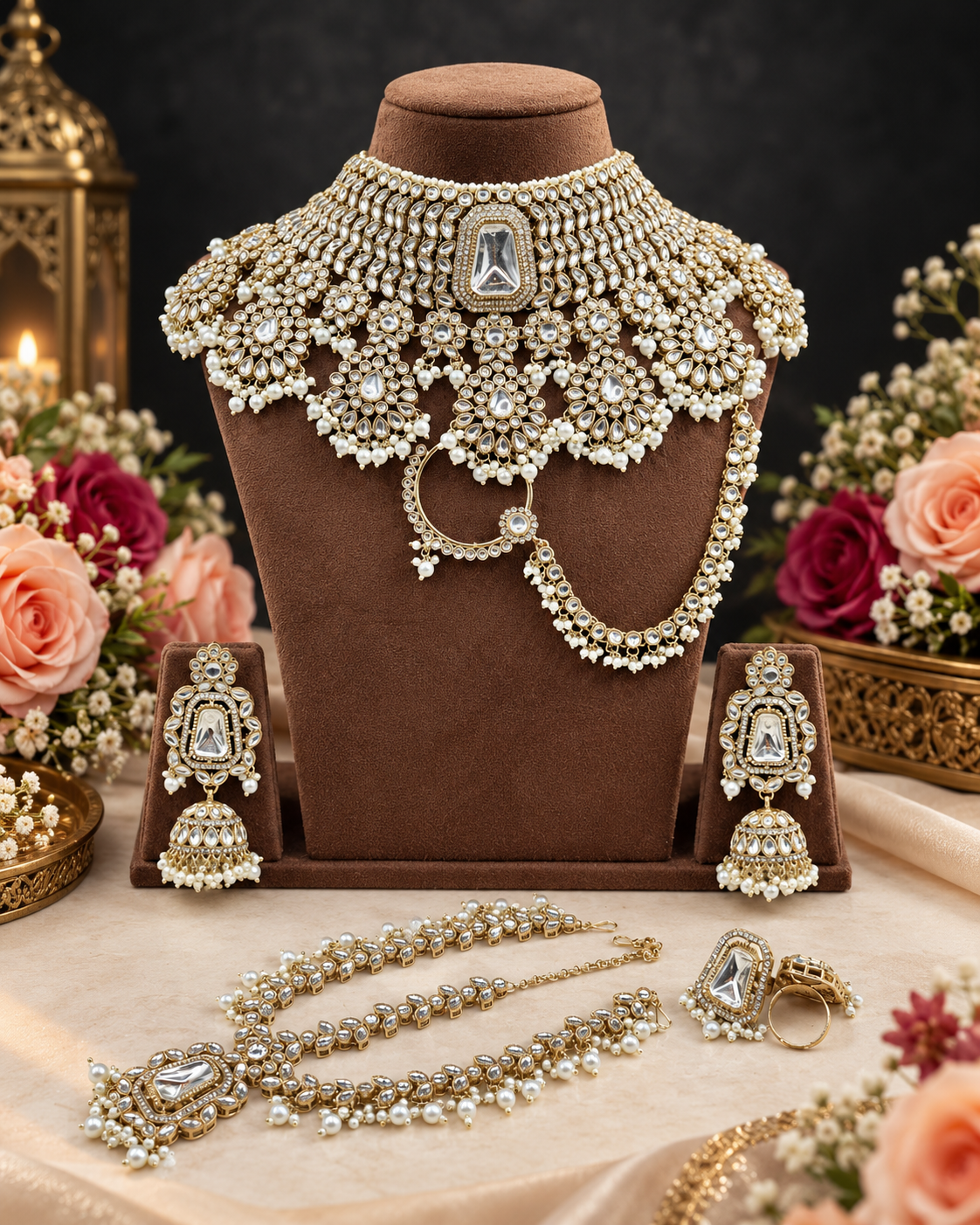 Antique Gold Finish Grand Bridal Jewellery Set