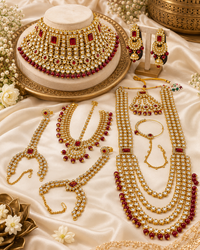 Traditional Gold Plated Bridal Jewellery Set With 9-Piece For Woman