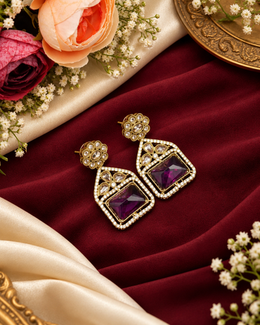 Geometric Crystal Statement Drop Earrings