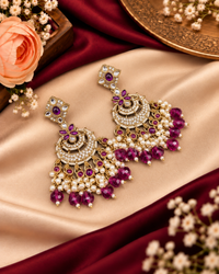 Regal Crescent Earrings with Pearl Drops