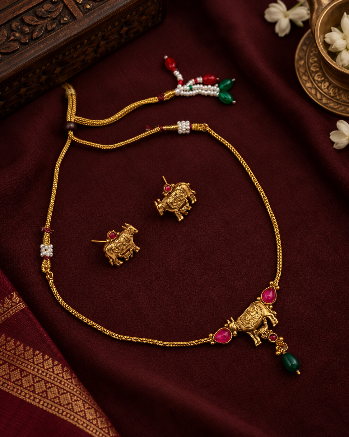 South Style Cow Motif Necklace Set
