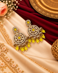 Intricate Floral Motif Chandbali Earrings with Mini Jhumka Drops