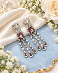 Geometric Rectangular Stone Chandelier Drop Earrings