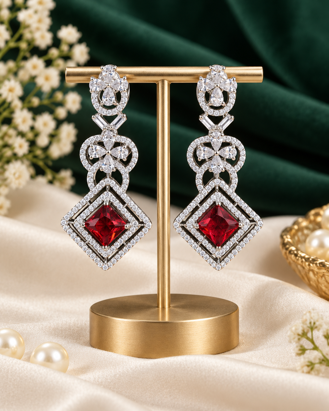 Tiered Crystal Statement Drop Earrings
