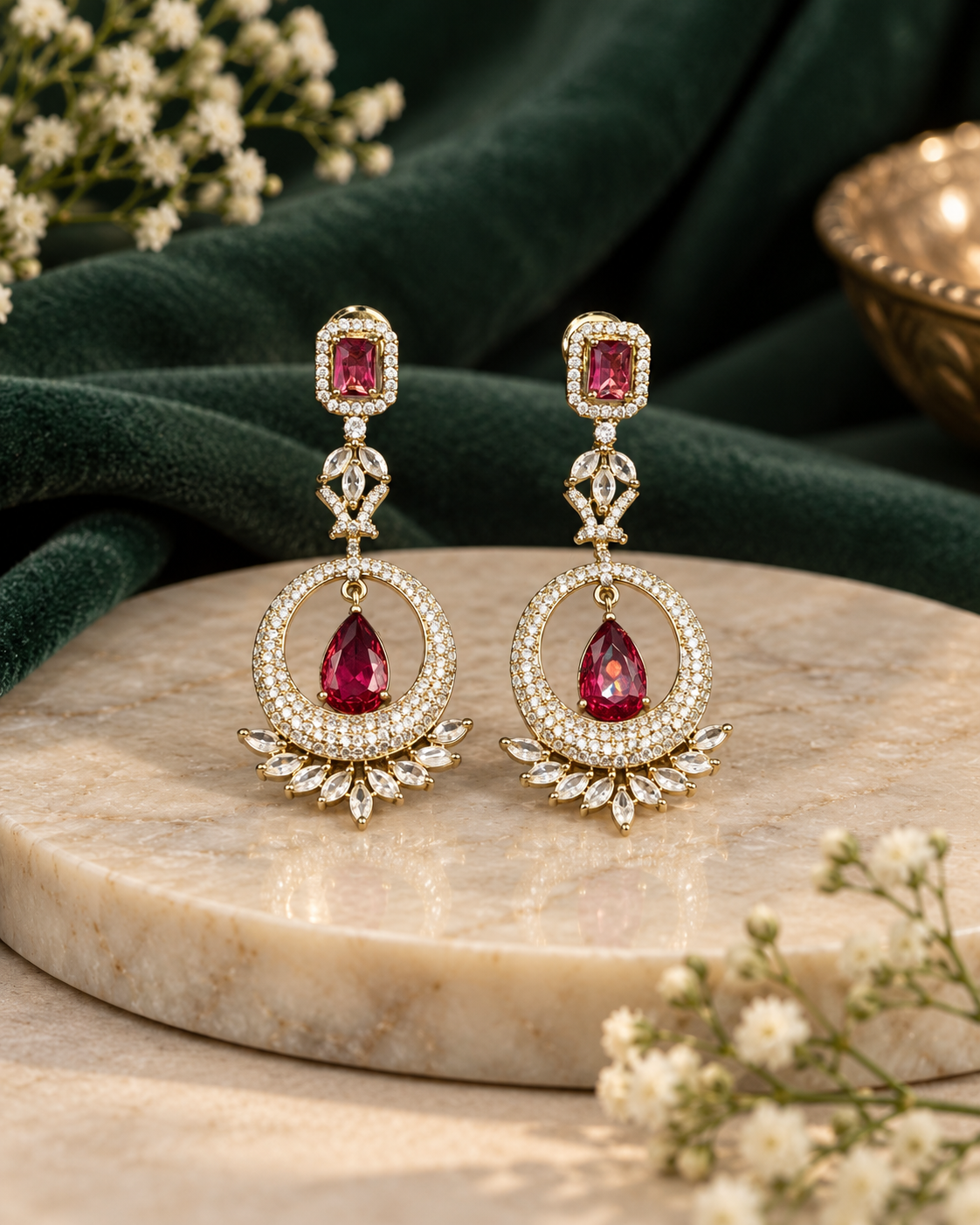 Royal Open-Circle Statement Earrings