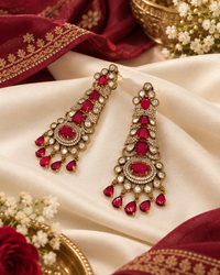 Kundan Long Linear Chandelier Earrings