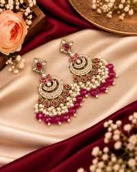 Regal Crescent Earrings with Pearl Drops