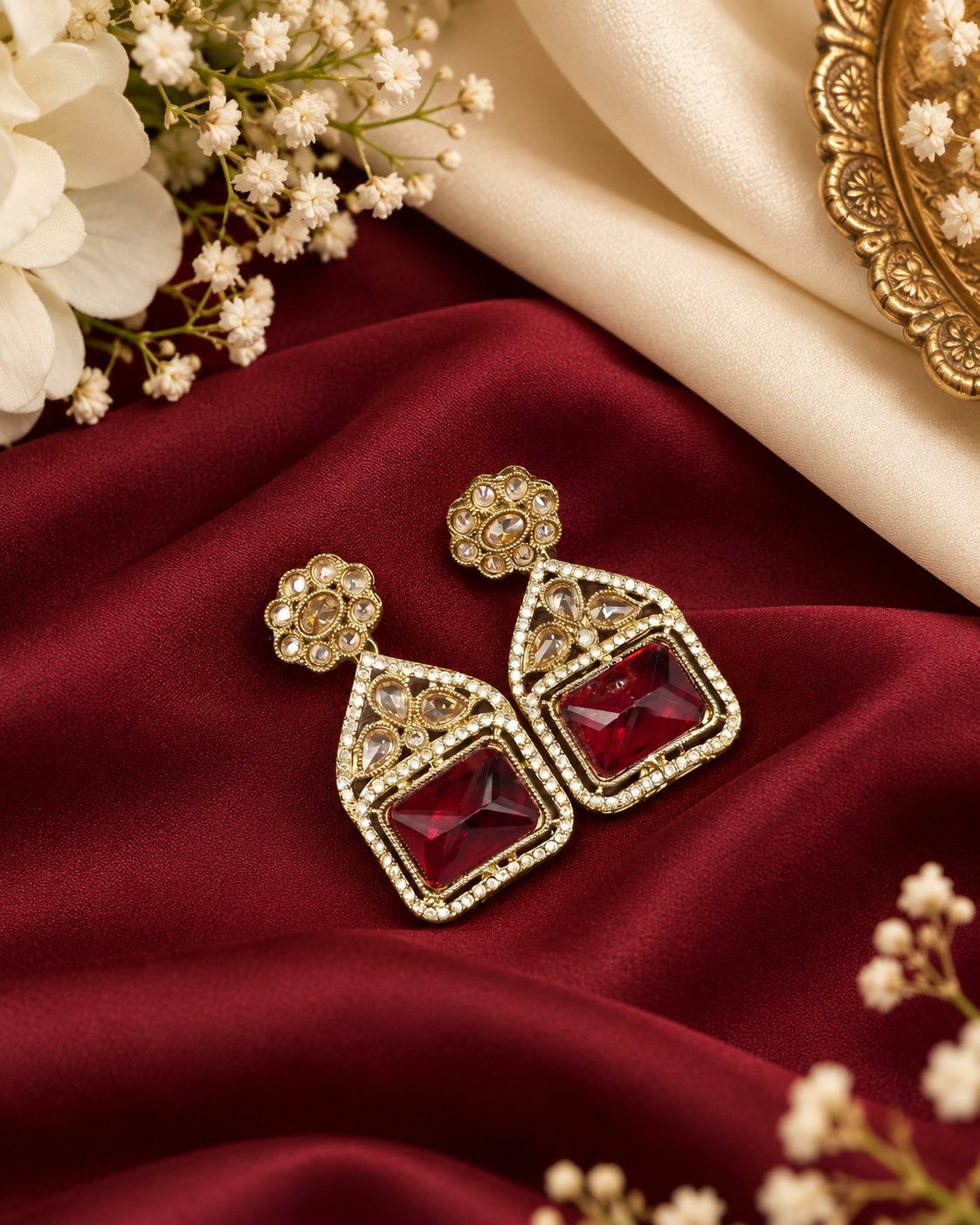 Geometric Crystal Statement Drop Earrings