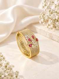 Broad Gold-Plated AD Bracelet Kada