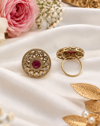 Floral Medallion Kundan Ring