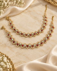 Handcrafted Crystal Beaded Payal Set