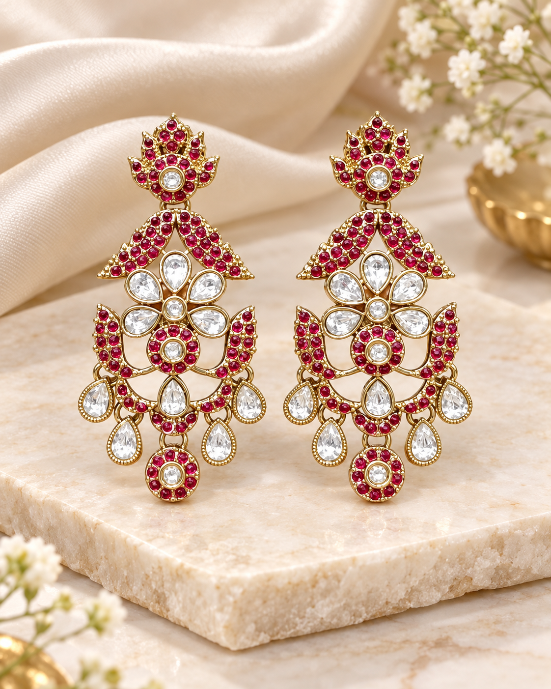 Royal Chandelier Earrings Antique Gold Ethnic Statement Jewelry