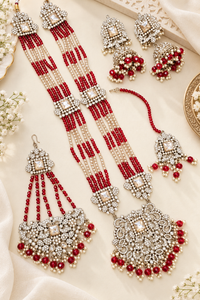 Traditional Gold Pletad Long Necklace Set 5-Piece For Woman & Girls