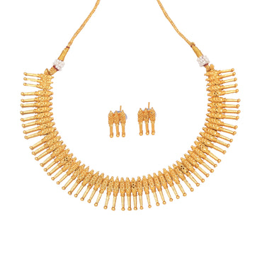 Gold Plated Temple Choker Necklace With Earring Jewellery Set For Women And Girls