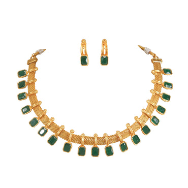Fancy South Indian Gold Plated Temple Necklace With Earrings Jewellery Set For For Women And Girls