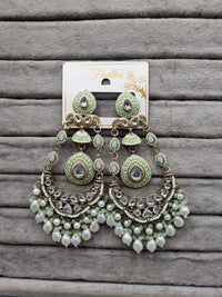 Handcrafted Meenakari & Pearl Bahubali Earrings
