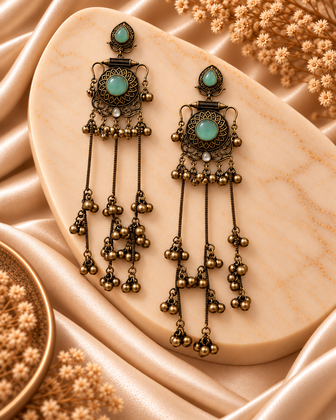 Long Chain with Ghungroo Earrings