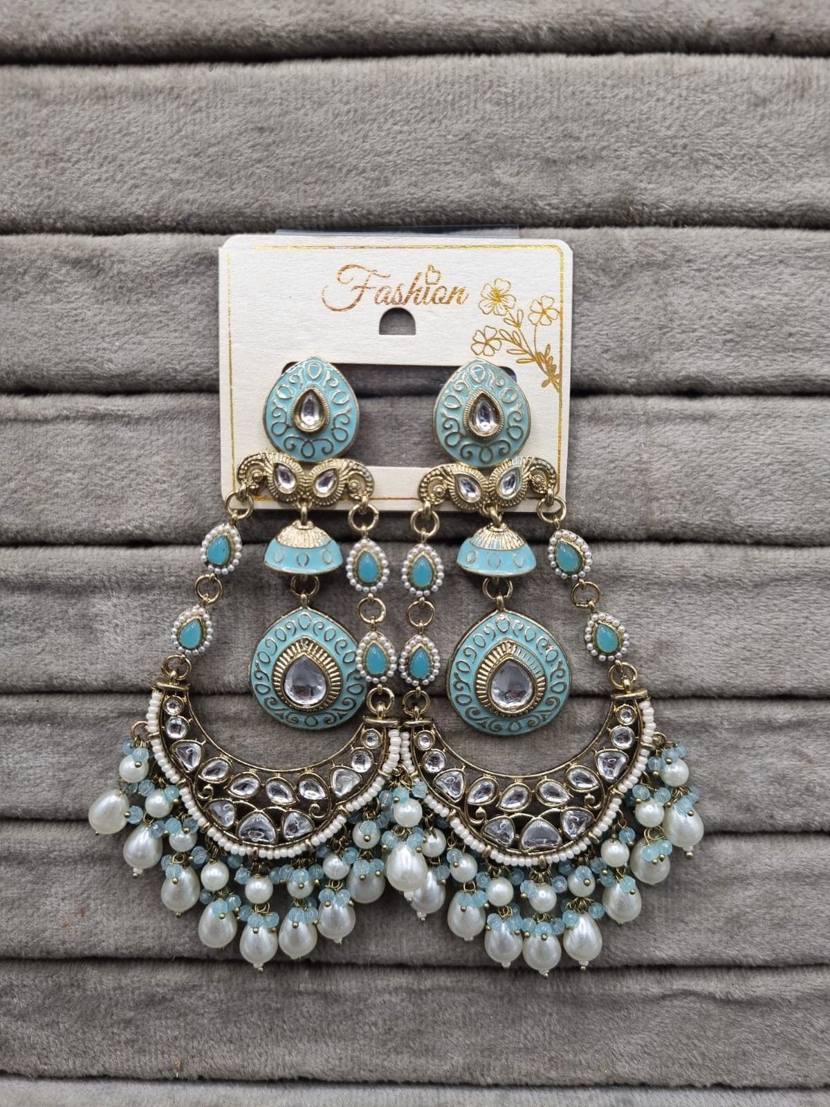 Handcrafted Meenakari & Pearl Bahubali Earrings