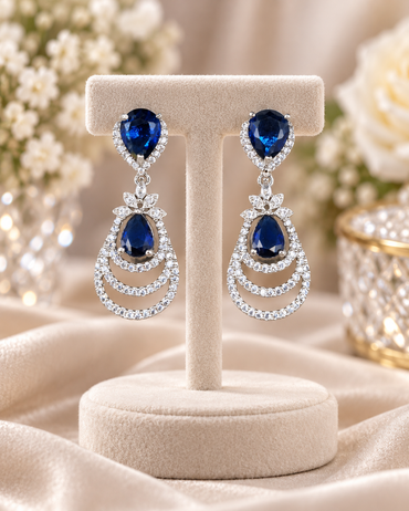 AD Cubic Zirconia Tiered Drop Earrings